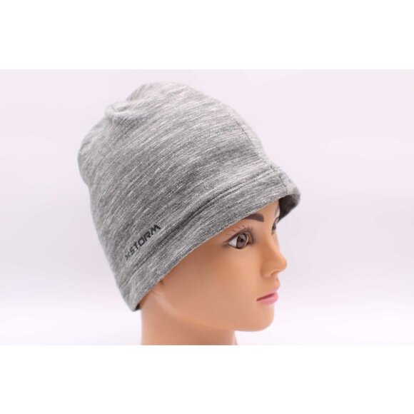 Under Armour Beanie Hat OSFA Gray Pink Logo Cold Gear Knit Stretch Cotton Womens - Picture 8 of 9